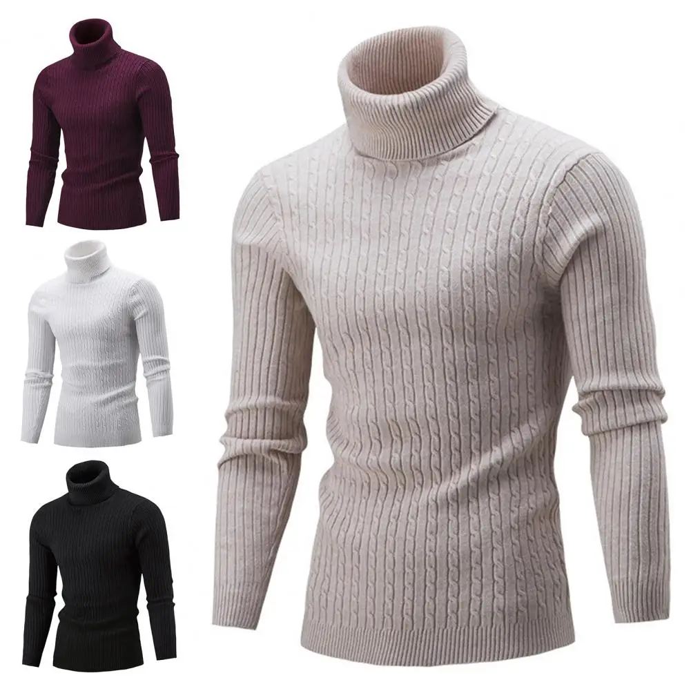 

Sweater Pullover All-matched Sweater Knitted Trendy Turtleneck Twist Men Sweater Pullover Pullover Top