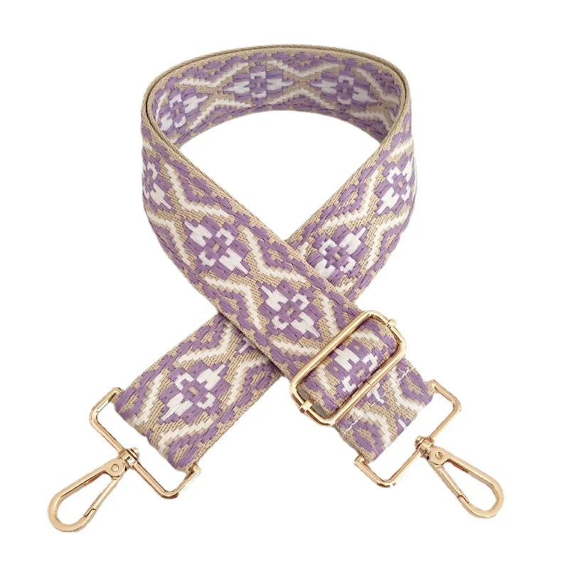 2023 Winter New Light Colorful Ethnic Style Jacquard Wide Shoulder Strap Adjustable Single 5cm Crossbody Bag Accessory Wholesale