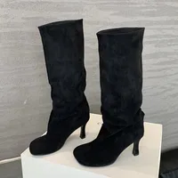 Luxury Women's Boots Winter Round Toe Knee-High Women Boots Punk Thin High Heels Women Shoe Female Long Booties Zapatos De Mujer - Image 5
