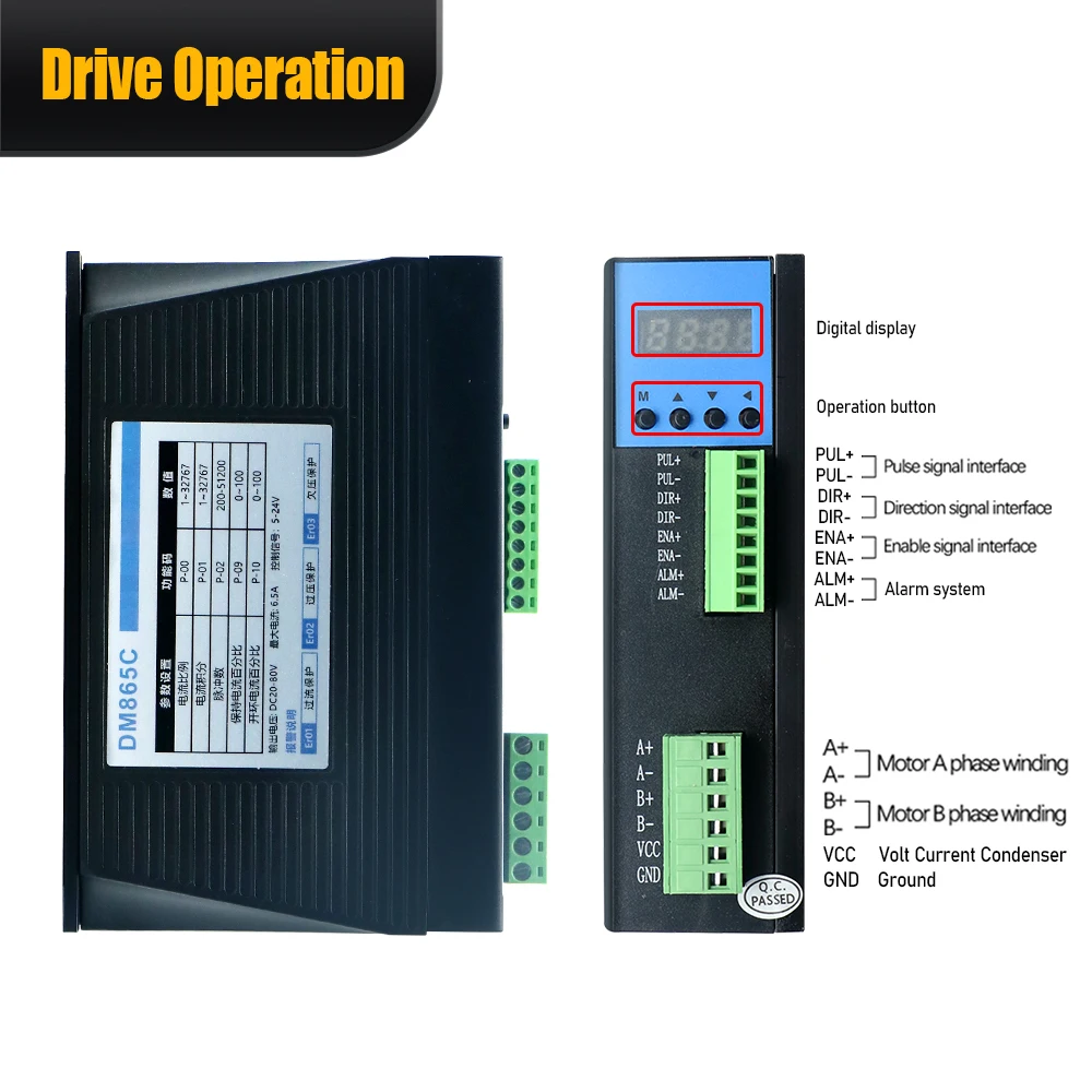 HLTNC DM865C 6.5A DC24V 80V 디지털 스테퍼 모터 드라이버 컨트롤러(CNC 조각사용 디스플레이 포함) Nema34 86 2상 엔진