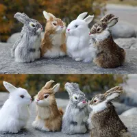 Simulation Plush Toys Action Figures Kids Gift Simulation Rabbit Toy Squatting Model Home Decoration Rabbit Model Easter Rabbits 2