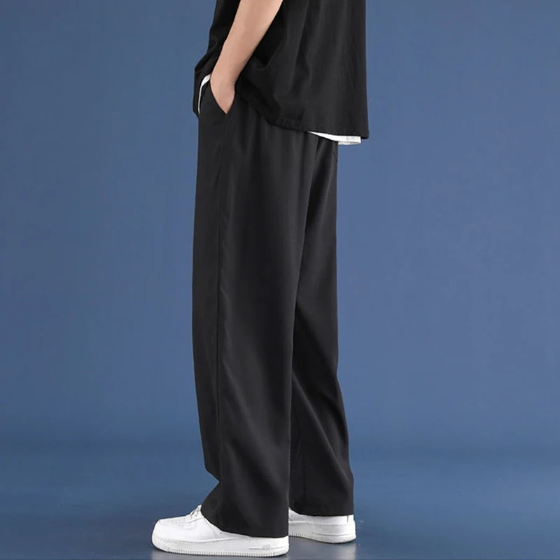 Men Ice Silk Sweatpants Drawstring Streetwear Harajuku Jogger Trousers Y2k Style Sport Gym Oversized Baggy Wide Leg Pants 8XL wide leg pants,wide leg sweatpants