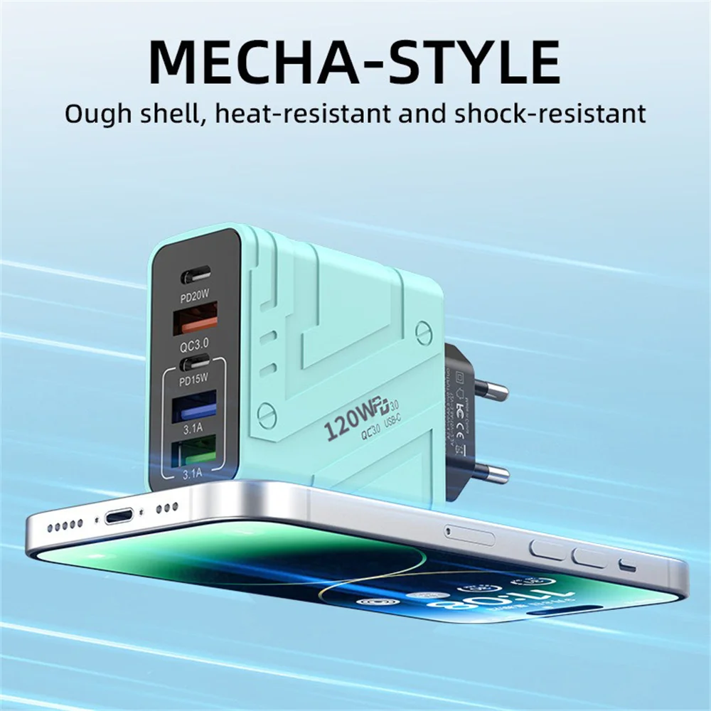 120W USB C Phone Charger Type C PD Quick Fast Charging Mobile Phone Charger Wall Adapter For Samsung Xiaomi iPhone 15 16 Pro Max