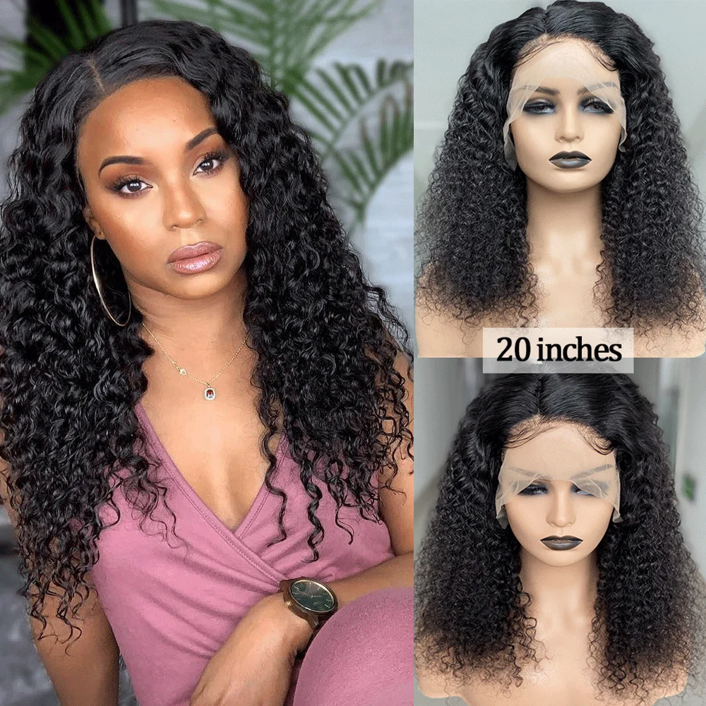 

Glueless Curly Huma Hair Wig Lace Front Wigs for Black Women 13x4 Pre-plucked 16-20 inches short Kinky Curly Lace Closure Wigs