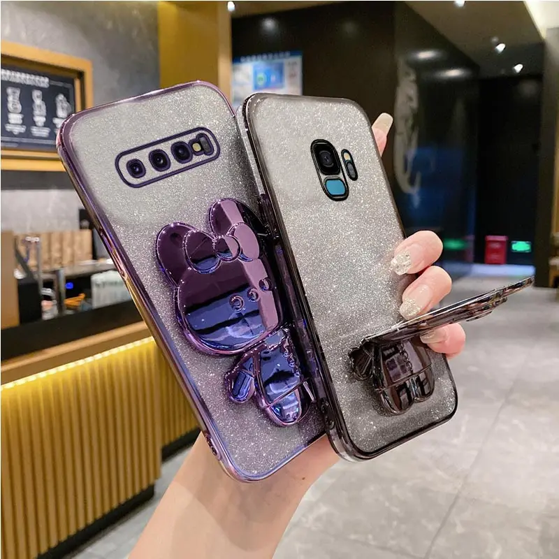 S 10 Mirror Rabbit Holder Case On Per Samsung Galaxy S10 Plus S 10 Plus Note10 20 Ultra Plus Stand Cover S21Fe S20 Fe S 23 Fe