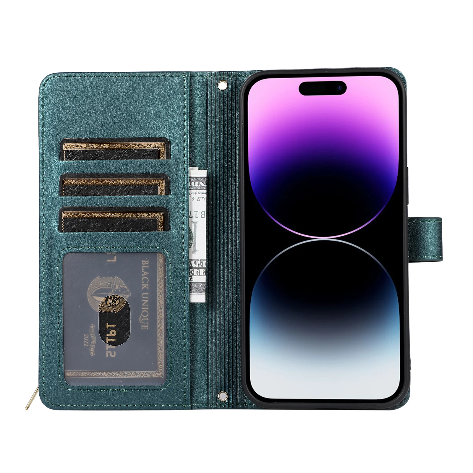 Luxury Crossbody Zip Wallet Case for Iphone 15 Pro Max 14 Plus 13 12 Mini XS XR 8 7 SE Leather Wrist Strap Card Pocket Cover