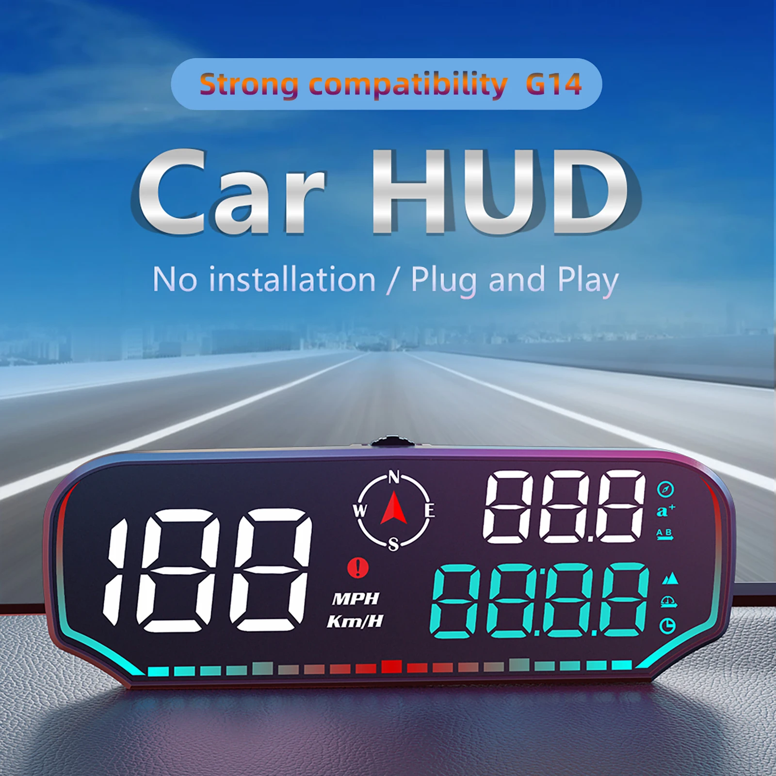 G14  GPS HUD ӵ ,   MPH KMH  ÷,   ɼ,  溸  ð