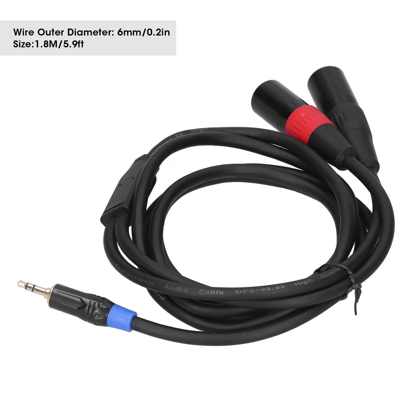 3.5mm Stereo Male to Dual 2 XLR Male Plug Connector Audio Converter Adapter Cable Cord Audio Adapter Cable Stereo Audio Cable