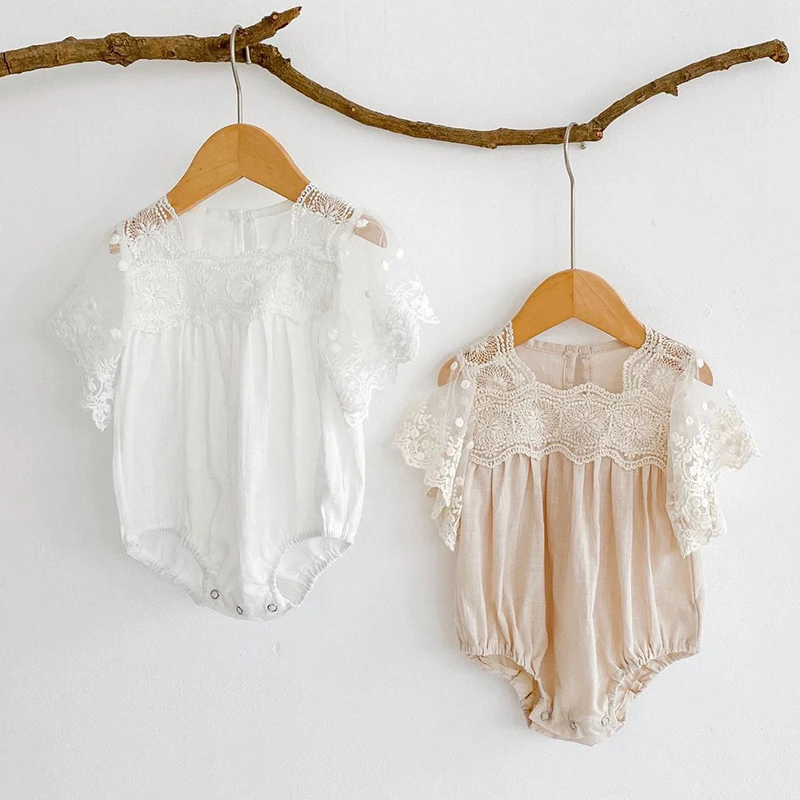 رومبير دانتيل بأكمام منفوخة للفتيات الصغيرات ، بدل...