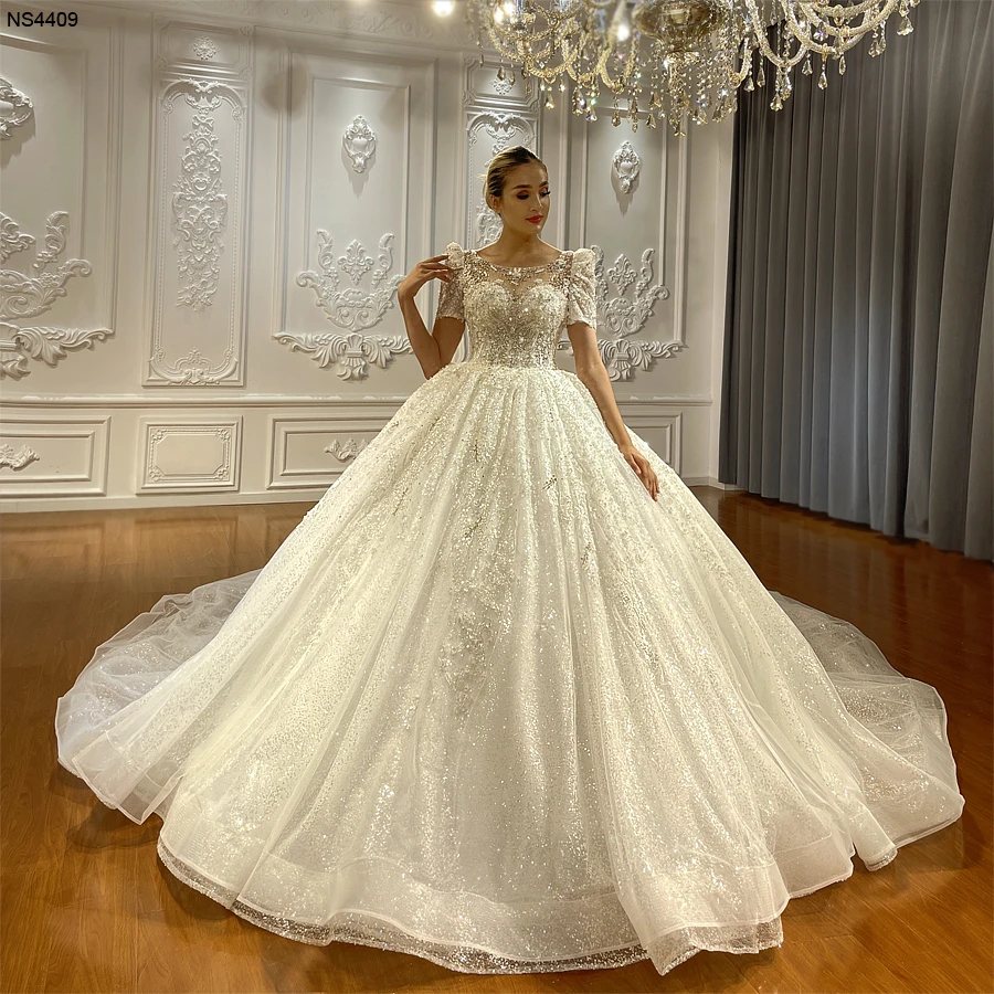 Ns4409 Short Sleeve Beading Custom Made Wedding Dress Wedding Dresses