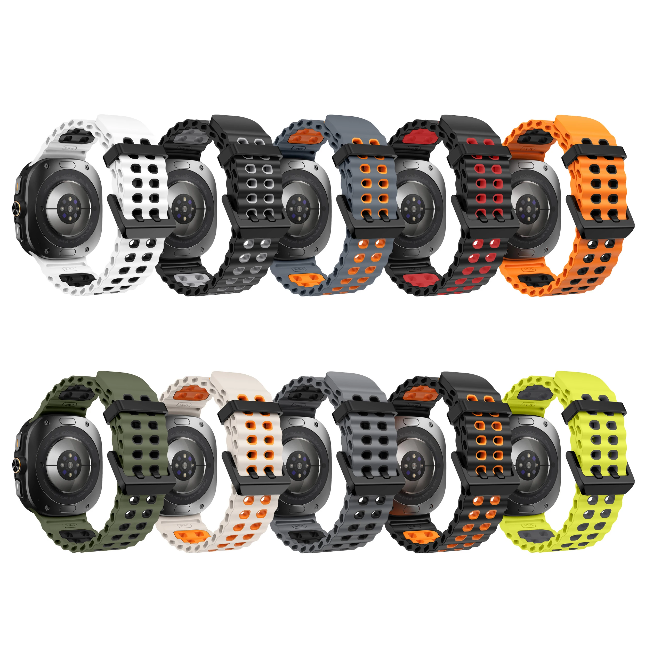 Two-Tone Sports Silicone Watch Band - Ultra Marine Bracelet Strap