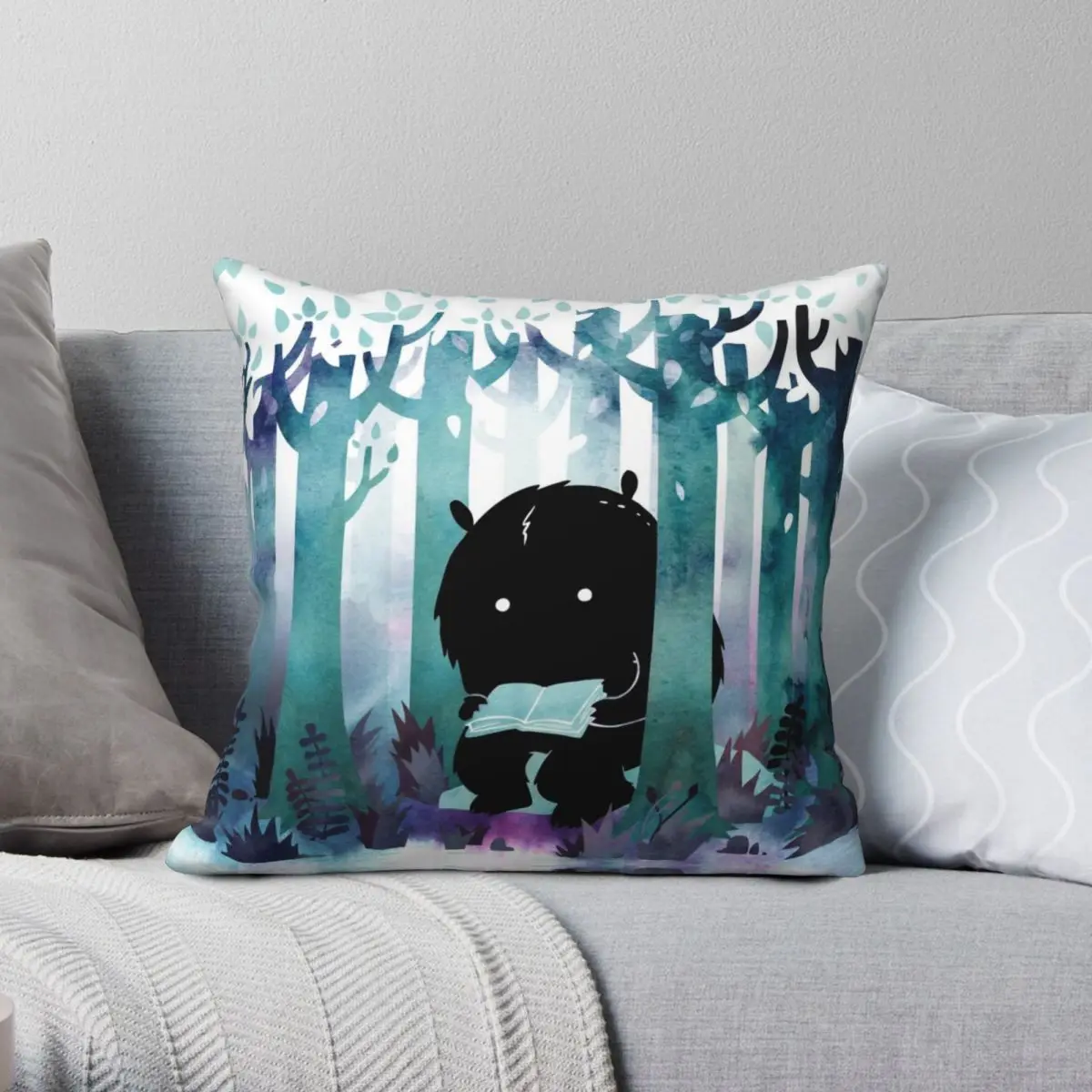 

A Quiet Spot Monster Bookworm Pillowcase Polyester Linen Velvet Creative Decorative Throw Pillow Case Sofa Cushion Cover 45x45