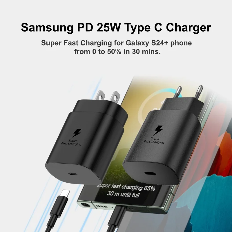 High-Speed 25W USB-C Fast Charger with Multiple Cable Length Options