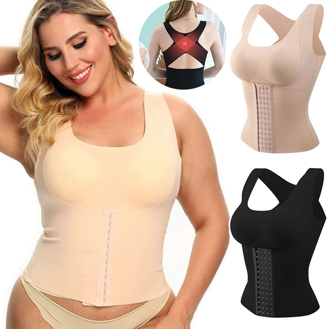 Women 3-in-1 Body Shapewear Posture Corrector Underwear Tummy Control Back  Support Push Up Bra Shaper Vest Slim Tank Top Corset - AliExpress