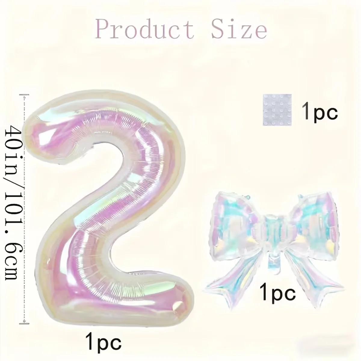 Set of 2 Colorful Transparent Digit Balloons with Bow