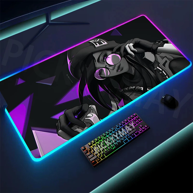 발로란트 대형 RGB 마우스 패드, 대형 게임용 마우스 패드, LED 마우스 매트, PC 데스크 패드, RGB 키보드 매트, 40x90cm