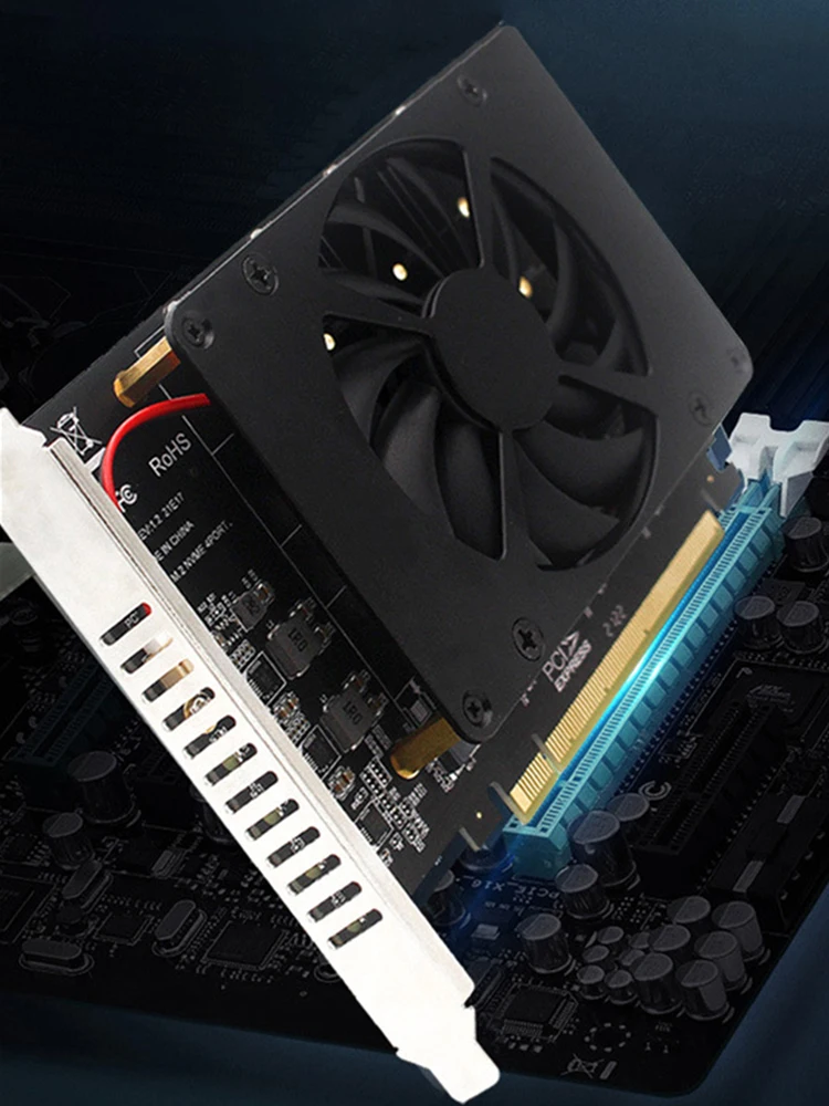 4디스크 마더보드 PCIE 스플리터 카드(방열판 포함) PCIe 4.0 X16 스위치 - 4포트 M.2 어댑터 카드 4 X 32Gbps