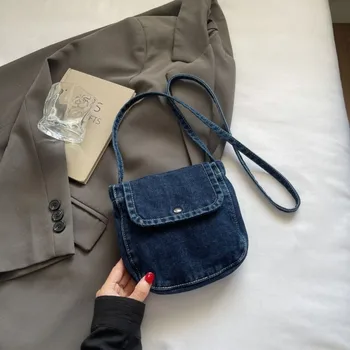 Durable Casual Crossbody Bag Simple Multi-functional Denim Canvas Bag Shopping Bag Women 1