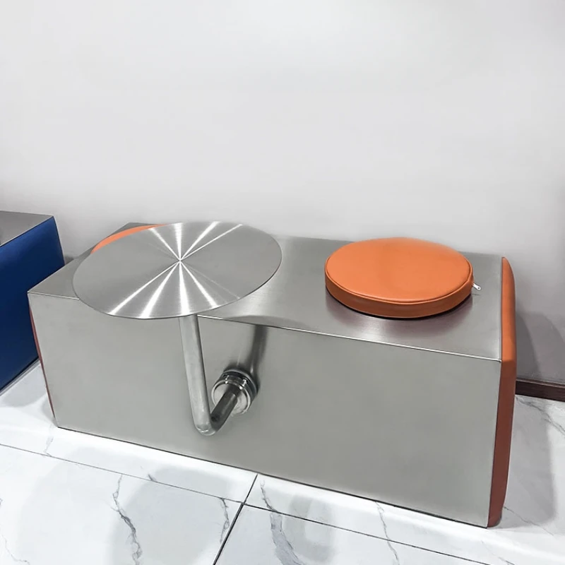 

Modern industrial style stainless steel bench restaurant, coffee shop, card seat with cushion sofa, milk tea shop