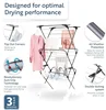 Extra-Slim 14M 3-Tier Concertina Stainless Steel Metal Laundry Clothes Dryer Airer for indoor Office and Bathroom Space 3