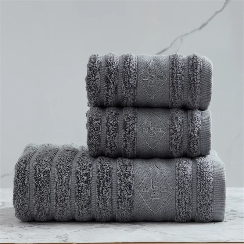 

Grade A High Quality Bath Towel Face Towel Long-Staple Cotton Bath Towel Set High End Embroidery Hotel Bathroom Towel Set