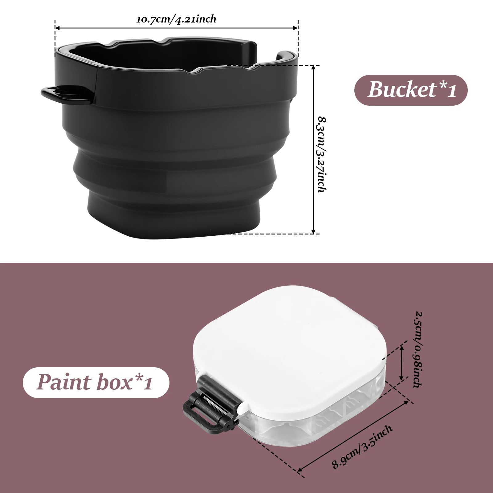 Airtight Paint Palette with Lid 16 Wells Travel Paint Palette Box with Folding Paint Brush Washing Bucket Multifunctional 6