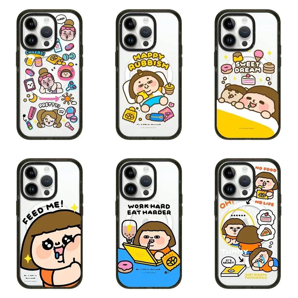 Magsafe Acrylic Cartoon Girl Phone Case Cover for IPhone 11 12 13 14 15 Pro Max Case for IPhone 15 Pro Max