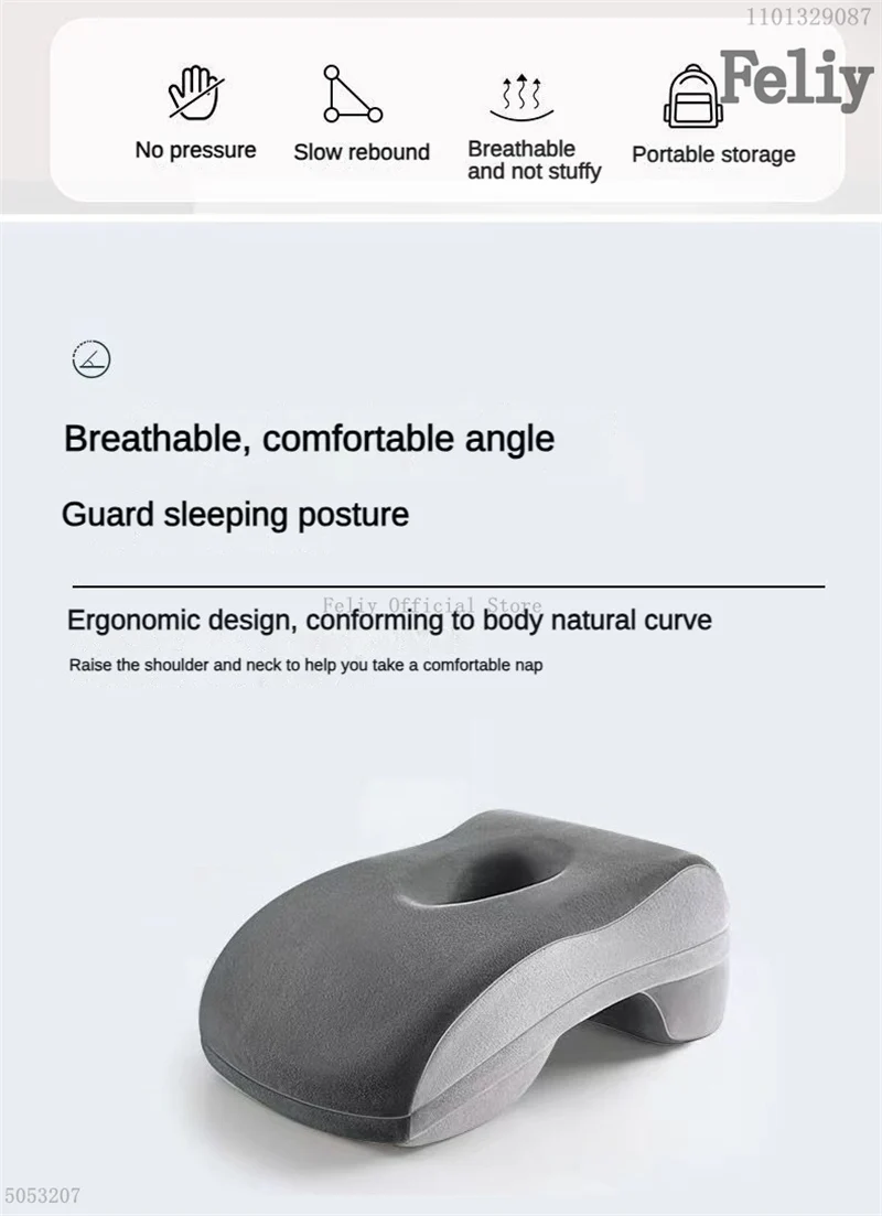 Description Picture 3 of itemMemory Foam Nap Pillow For Travel Headrest Neck Support Cushions Office Rest Lunch Break Pillow Orthopedic Student Desk Sleeping