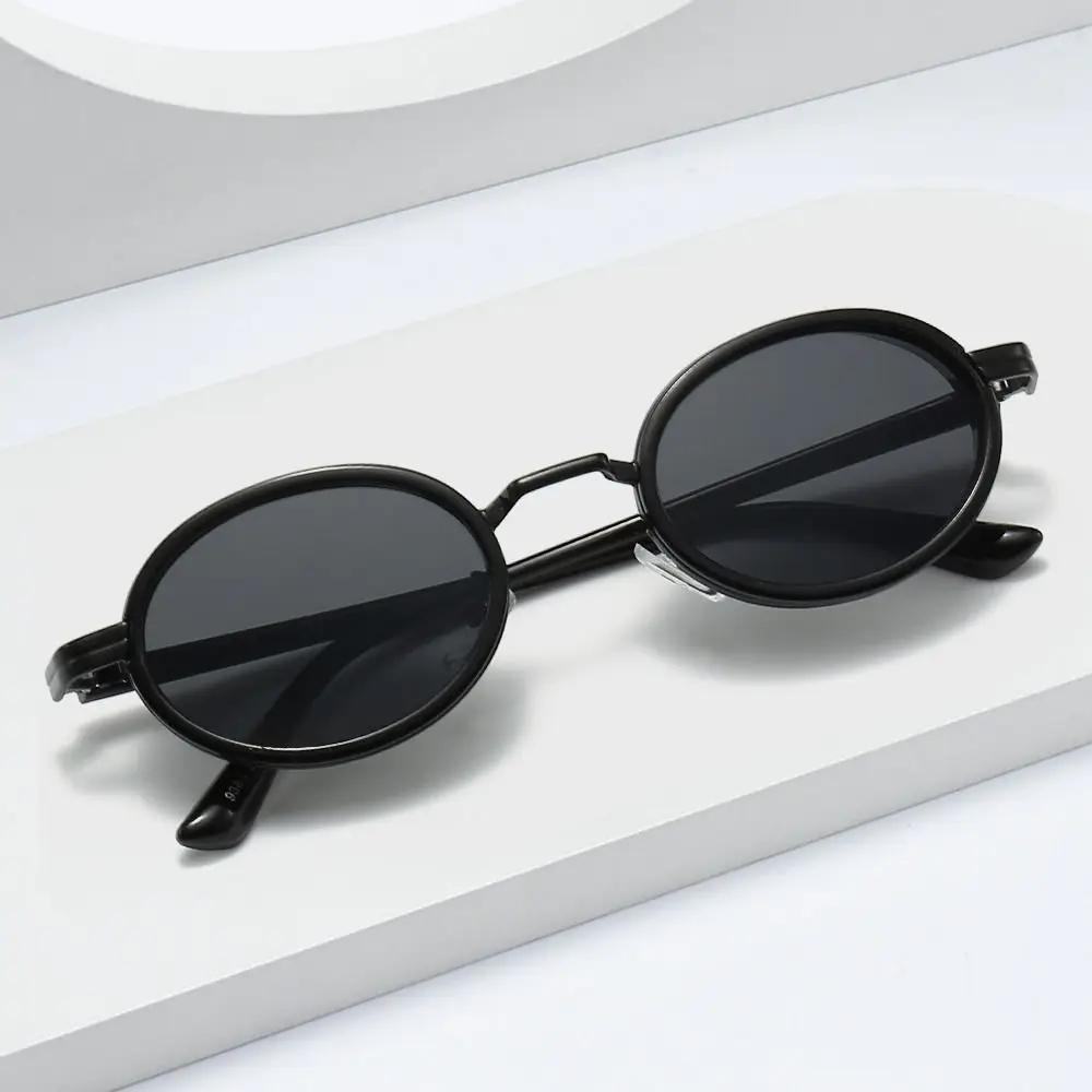 

Retro Oval Sunglasses for Women Men Fashion Hip-Hop Metal Sunglasses Small Frame Sun Glasses 90s Style Punk Glasses UV400