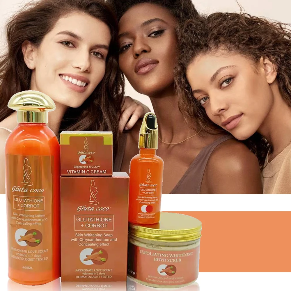 Gluta Master GLUTATHIONE+CORROT Skincare Set Lightening Moisturising Exfoliating Smooth Speedy Glowing skin for Dark Skin Women 2