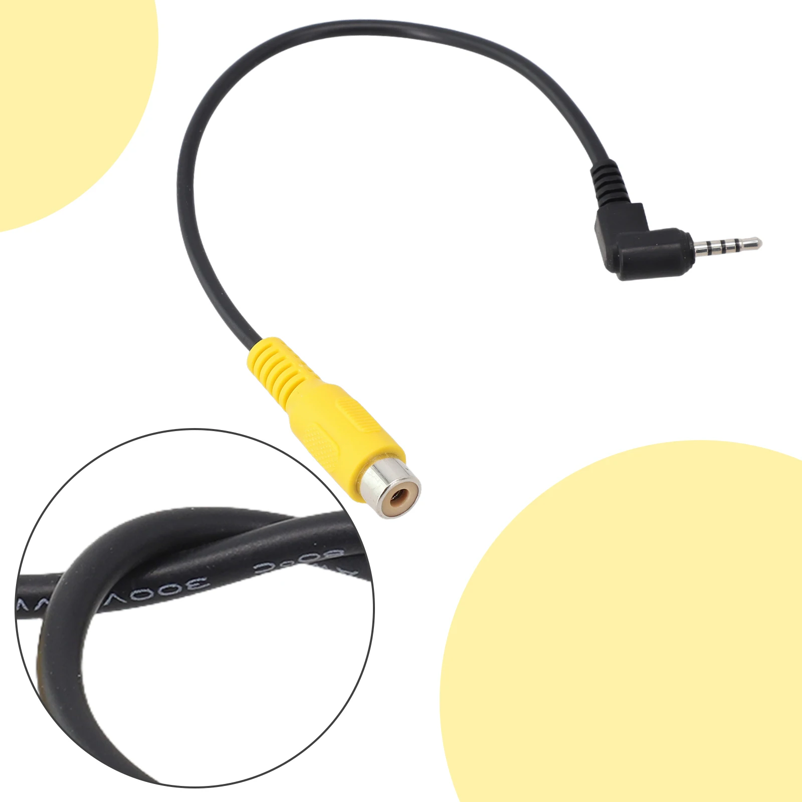 

20cm Car GPS Converter Cable Cord AV In Video Cable 2.5mm Stereo Jack Male Plug To RCA Female Adapter Cable For All Cars