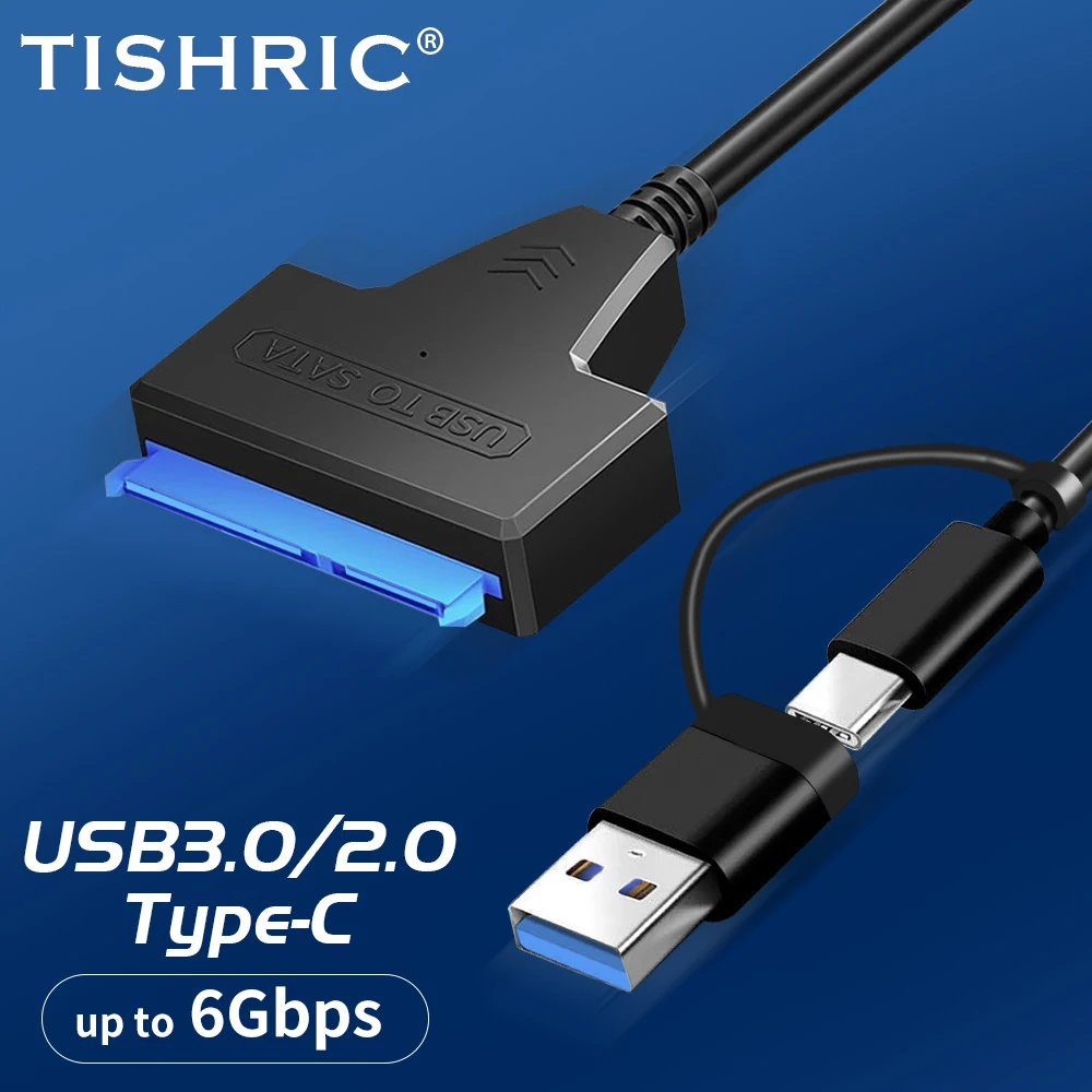 TISHRIC 2 in 1 Hard Drive Cable SATA 22Pin To Type C USB 3 0 Easy Drive tishric-2-in-1-hard-drive-cable-sata-22pin-to-type-c-usb-3-0-easy-drive