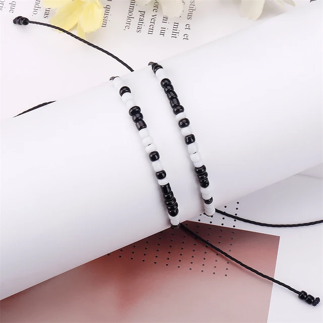 8Seasons Fashion Morse Code Bracelet Charm Beads Rope Bracelet Women Men  Silver Color String Adjustable Party Friendship Jewelry