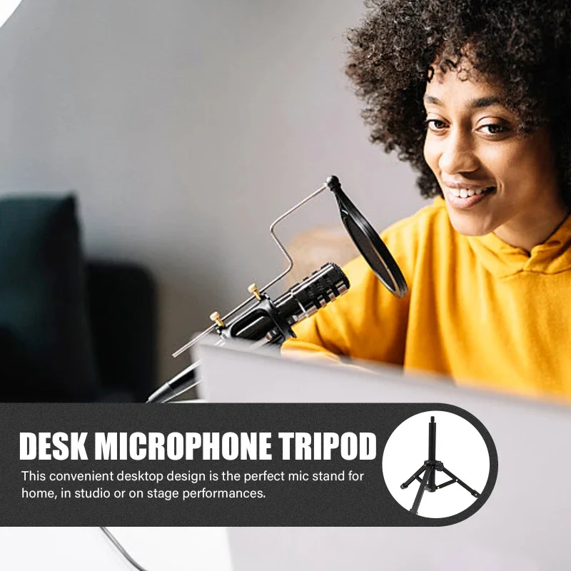 Portable Microphone Stand Desktop Tripod Table Stand Adjustable Mic Mic Clip Holder Bracket Lightweight Bracket microphone stand