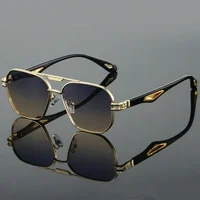 Vintage Square Sunglasses Men New Classic Double Bridge Gradient Shades Trendy Retro Brand Designer Outdoor Sun Glasses