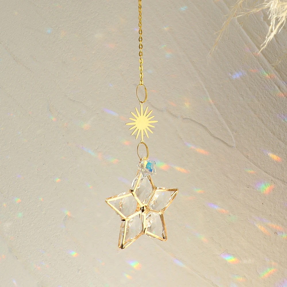 Sun Prism Star Crystal Light Catcher Gardening Decoration Suncatcher Rainbow Outdoor Sun Catchers Window Yard Crystal Home Decor sun catcher sun catchers