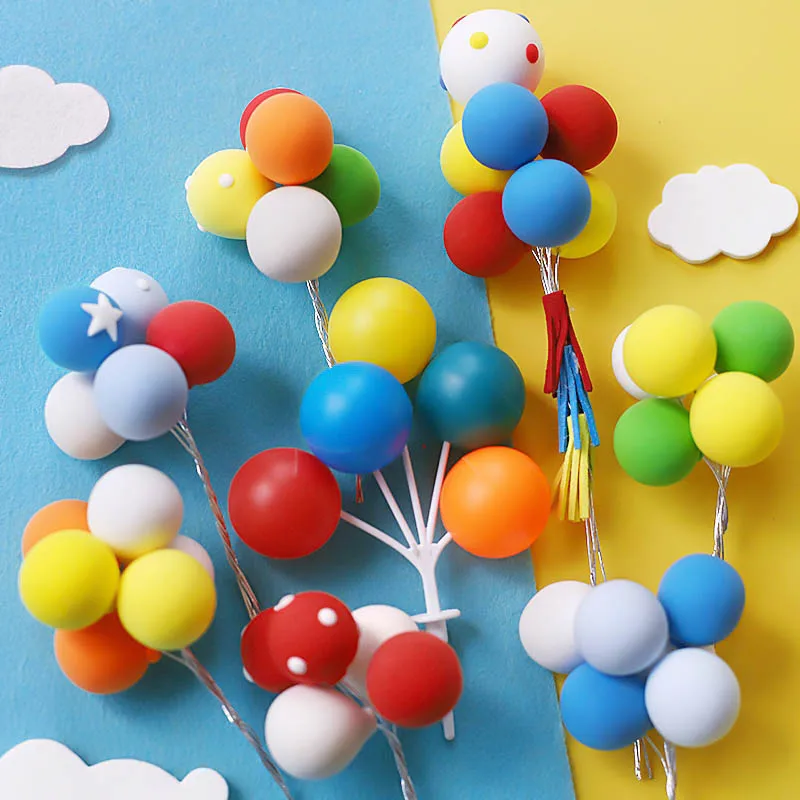 

Creative Ball Bundle Colorful Clay Cake Topper Hat Cupcake Card Flag Birthday Party Baby Shower Wedding Anniversary Cake Decor