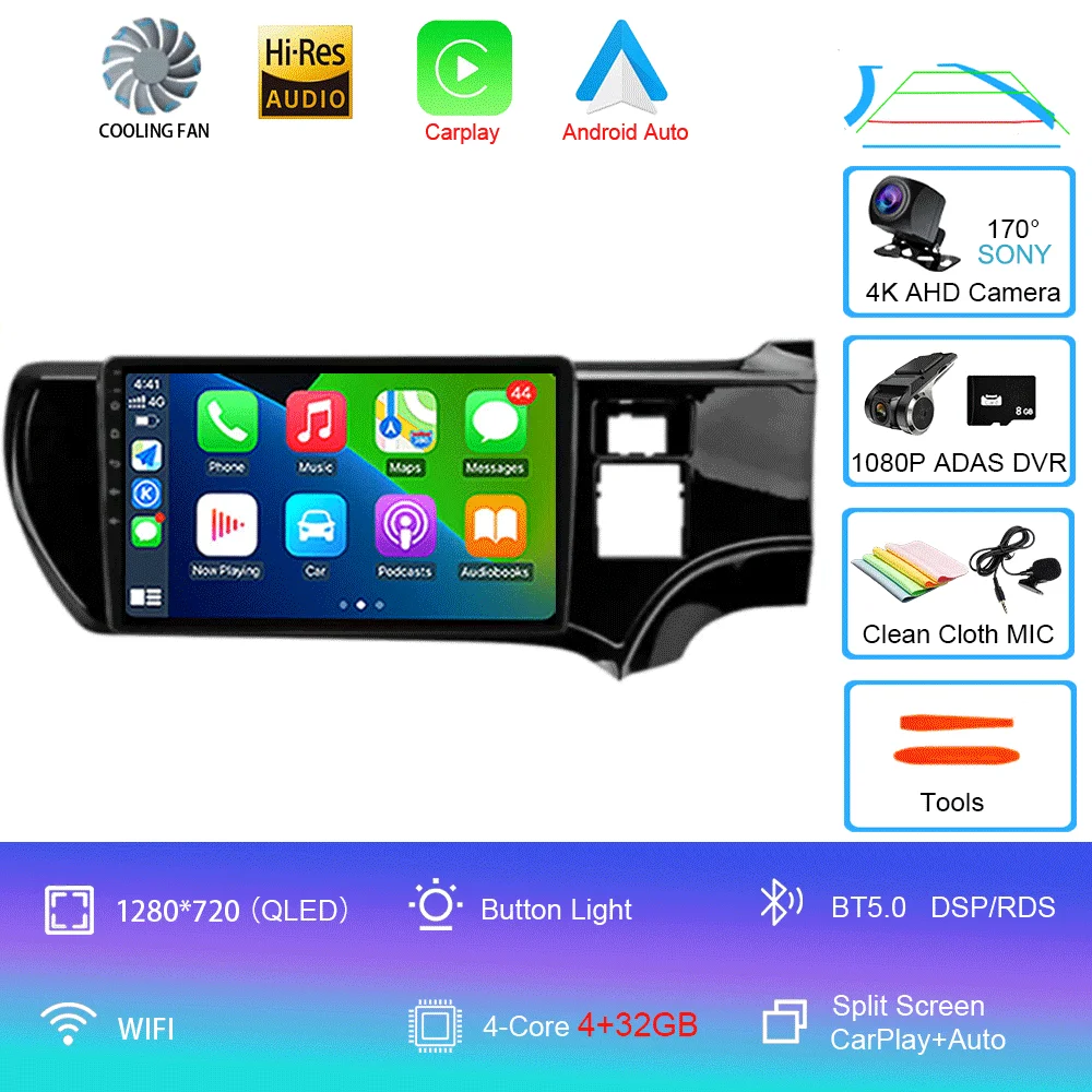 Android 15 Carplay 4G WIFI Car Radio For Toyota Aqua Prius C 2011