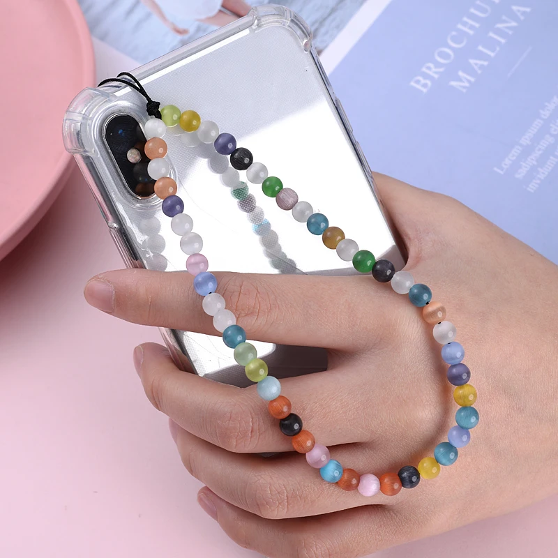 Bracelet De Téléphone Portable Avec Perles En Pierre Naturelle LEGENTLISUR - Dragonne Décorative Et Anti-chute, Accessoire Mignon Et Pratique