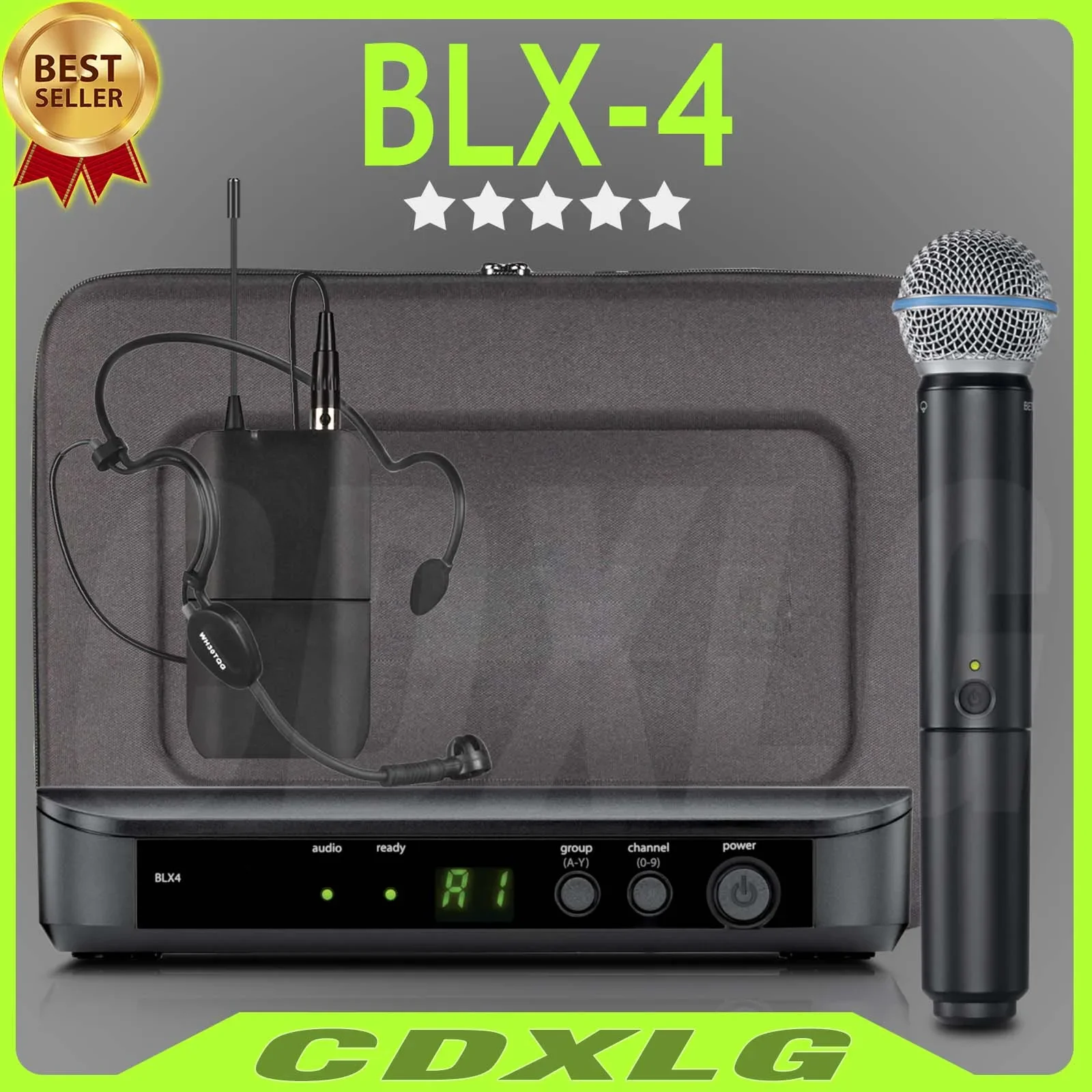 

BLX4 B58 Profession Wireless Vocal Microphone 1 Channel UHF System Kit Handheld Mic For Karaoke Stage Performanc Church Speech