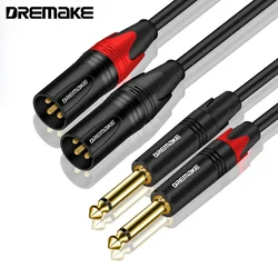 DREMAKE Hifi Audio Cable Dual 6.5mm Male to Dual XLR Male for Amplifier Mixing Board Console 2 XLR to 2 x 1/4