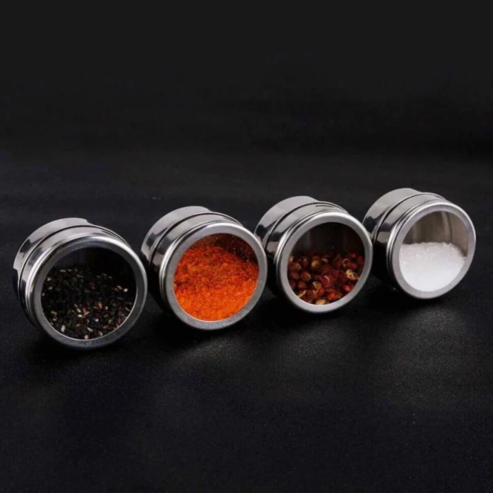 Spice Tin Box With Magnetic Base Leakproof Rustproof Multifunctional Magnetic Spice Jars For Papper Chili Powder