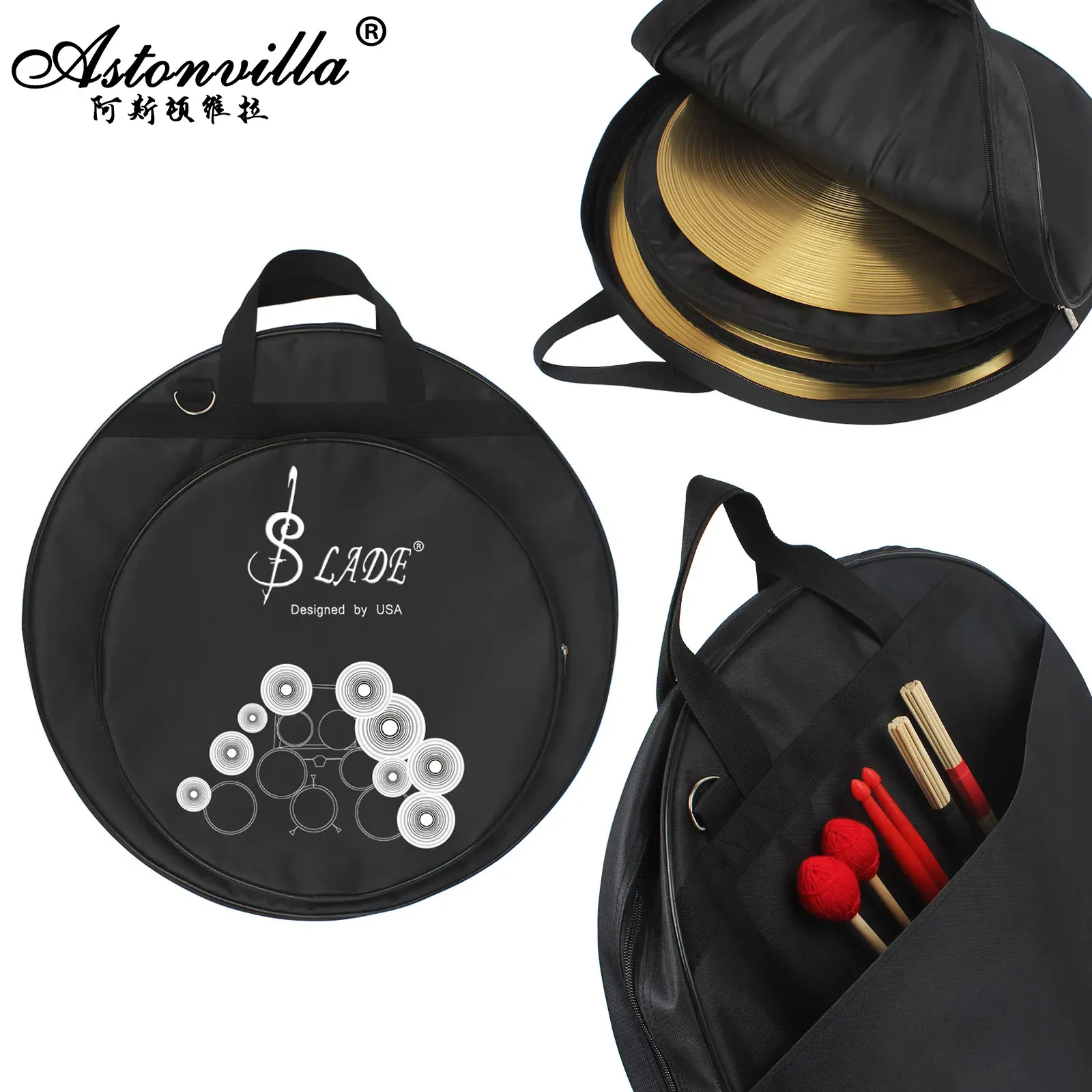 21 Inch Cymbal Gig Bag Backpack Cymbal Three Pockets with Removable Divider Shoulder Strap Percussion Instrument Accessories copper cymbals