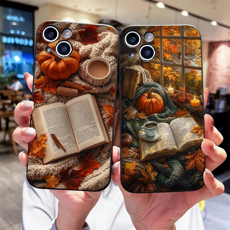 Autumn Landscape Maple Leaf Pumpkin Shockproof Phone Case - Soft Silicone Cover