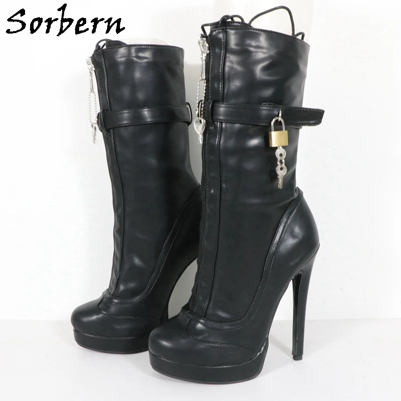 Sorbern Unisex High Ankle Boots Women Straps With Locks Visible ...