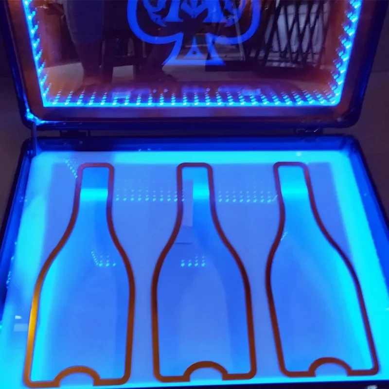Champagne Whisky Bottle Display Case Rechargeable LED Spade A Box 3pcs 5pcs Bottle Container Bar Party Night Club Show Case