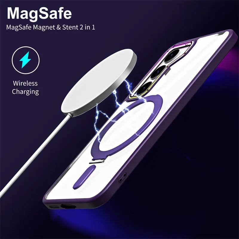 For Samsung Galaxy S23 Case Magnet Wireless Charge Stent 2 in 1 Shockproof Back Cover For Samsung Galaxy S23 S911B S911U S911W