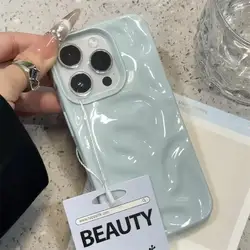 Luxurious 3D Silk Wavy Pattern Phone Case Cover for Redmi 9AT (Blue)