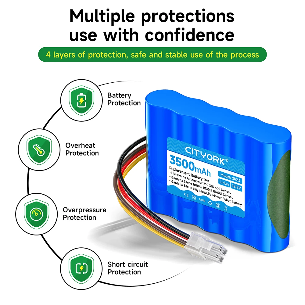 CITYORK 3500mAh Battery For Husqvarna Automower 430X 440 450X 420 310 315 Sileno Plus Sileno Life Gardena Sileno R100Li 2