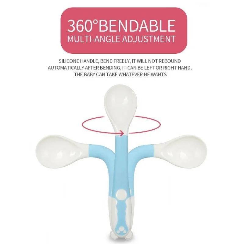 2pcs/set Baby Infant Baby Spoon Solid Feeding Supplies Pacifier Bending Spoon Utensils Flatware Children Tableware High Quality 3